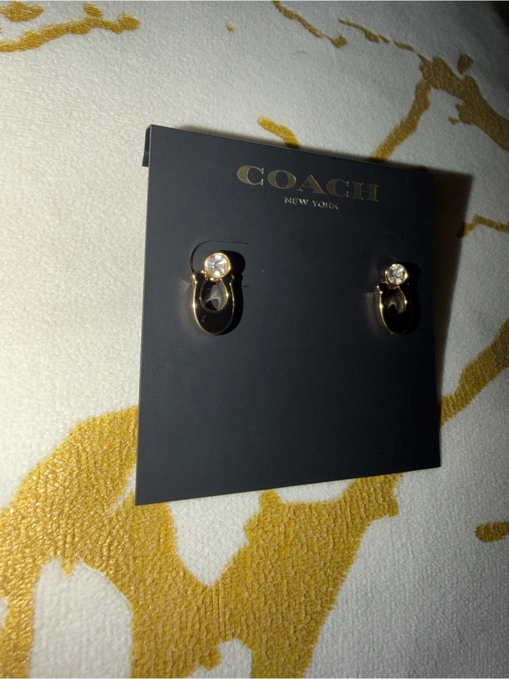 COACH Gold Crystal Earrings - Picture 4 of 5
